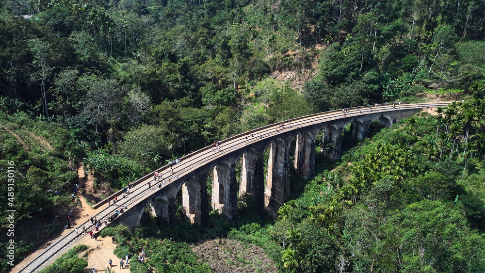 Aerial view of the Demodara nine-arch bridge. High quality photo