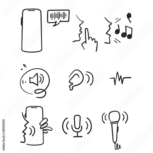 hand drawn doodle Simple Set of Voice Related illustration collection icon