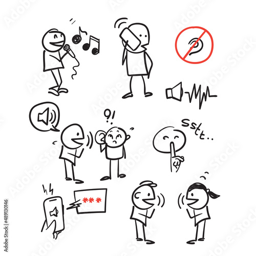 hand drawn doodle Simple Set of Voice Related illustration collection icon photo