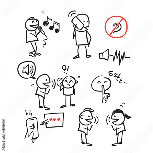 hand drawn doodle Simple Set of Voice Related illustration collection icon