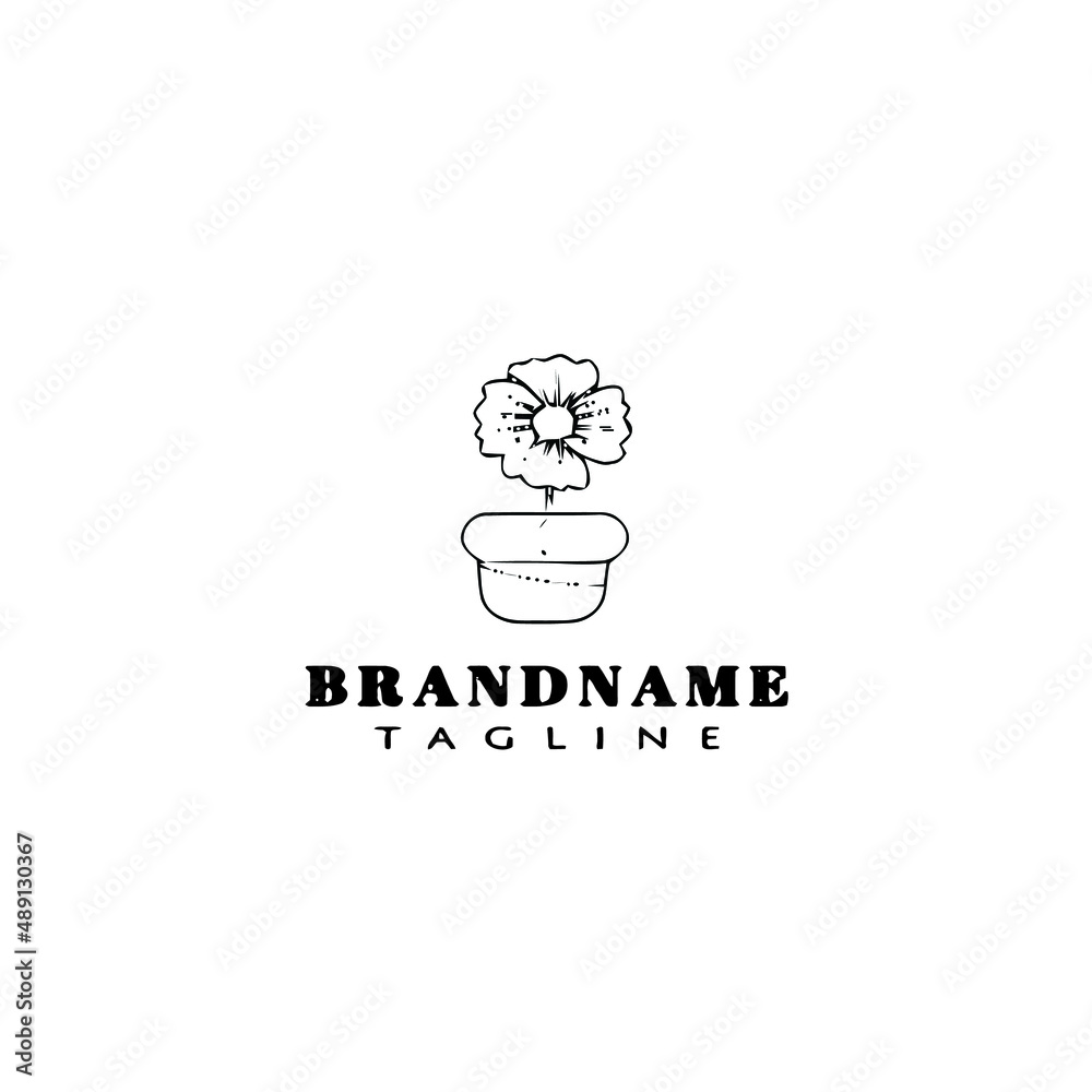 Fototapeta premium flower logo cartoon icon design template black isolated vector illustration