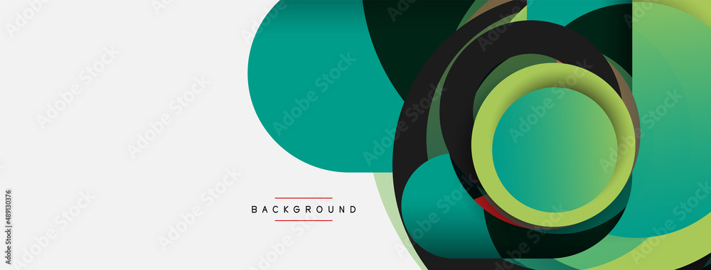 Vector round shapes circles minimal geometric background. Vector illustration for wallpaper banner background or landing page