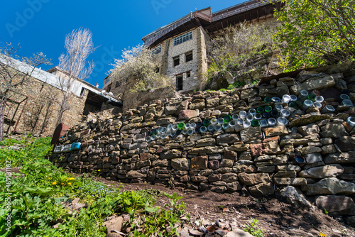 old destroyed housing abandoned by refugees