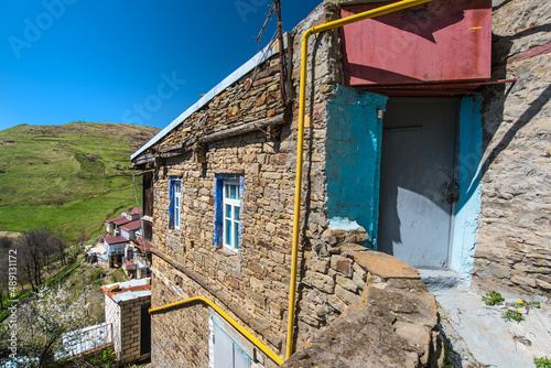 old destroyed housing abandoned by refugees
