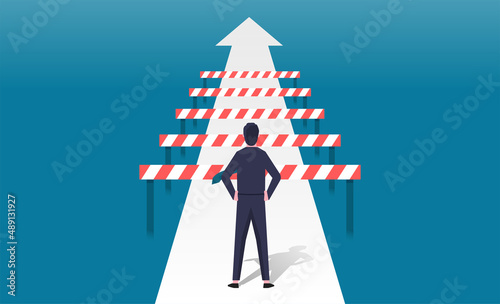 Overcoming challenge and obstacle concept. Flat vector illustration photo
