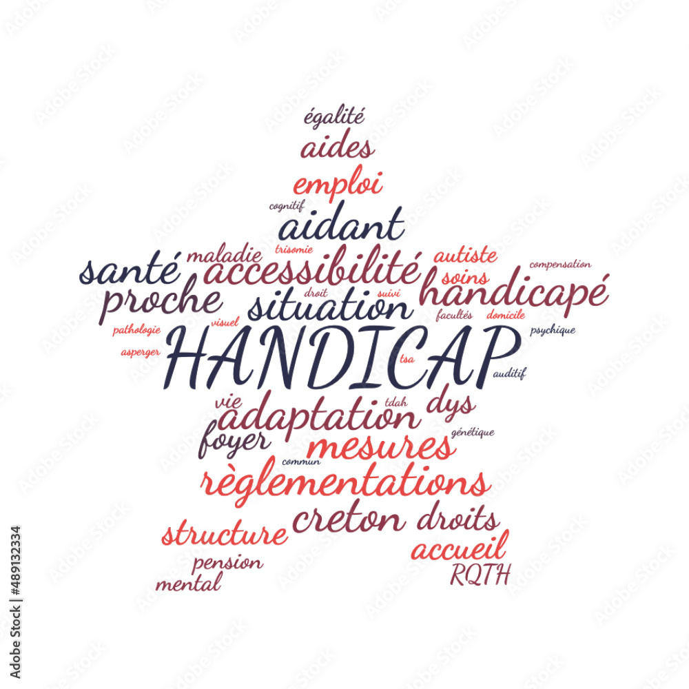 Illustration Handicap en nuage de mots avec un fond transparent Illustration Handicap en nuage de mots avec un fond transparent