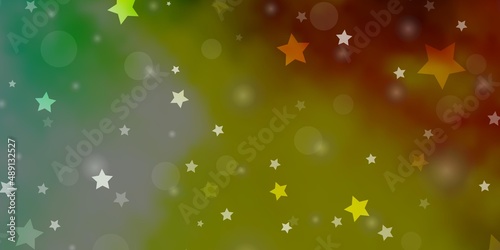 Light Green, Yellow vector backdrop with circles, stars.