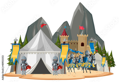 Isolated Medieval army camp landscape