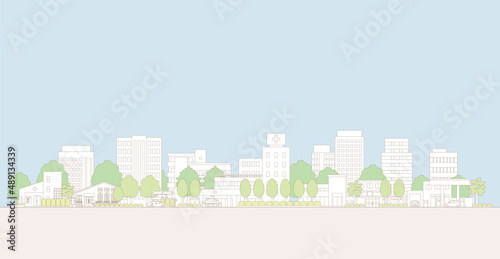 街並みのベクターイラスト. 線画のイラスト.