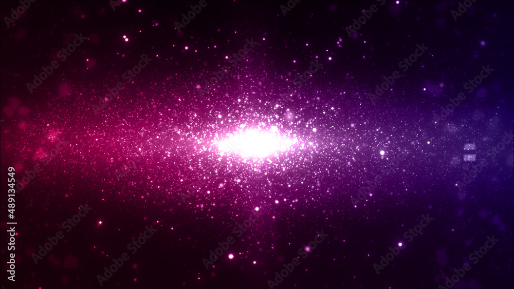 暗闇に発光する光　パーティクルと鋭いレンズフレア　光の粒　壁紙　宇宙　ビッグバン