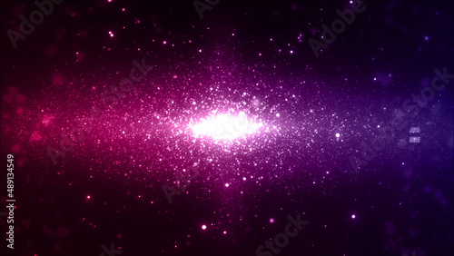 暗闇に発光する光 パーティクルと鋭いレンズフレア 光の粒 壁紙 宇宙 ビッグバン