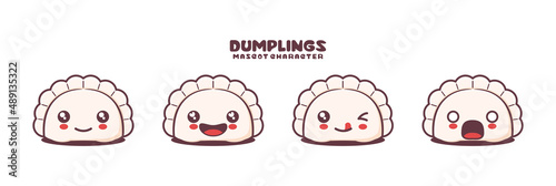 cute dumplings cartoon mascot, with different facial expressions