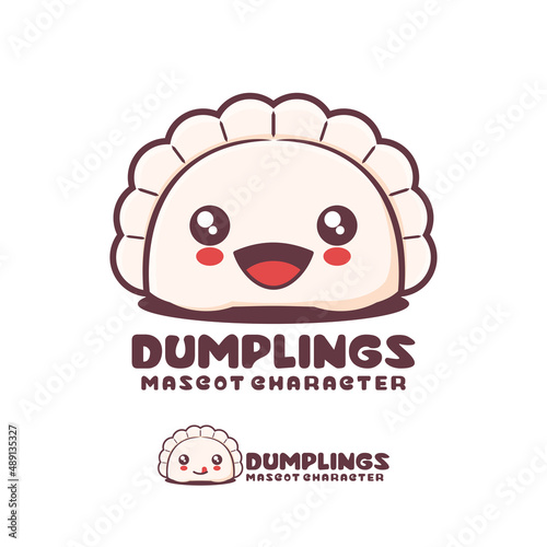 cute dumplings cartoon mascot, suitable for, logos, prints, stickers, etc