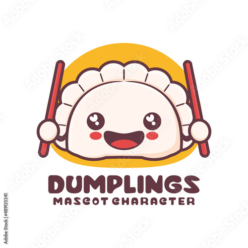cute dumplings cartoon mascot, suitable for, logos, prints, stickers, etc