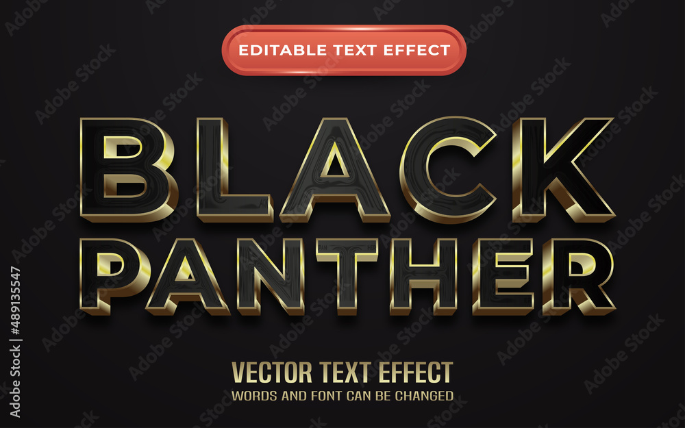 Panther editable text effect with golden style