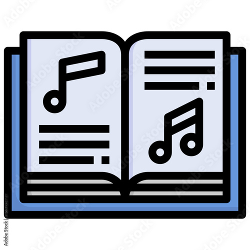 SONG BOOK filled outline icon,linear,outline,graphic,illustration