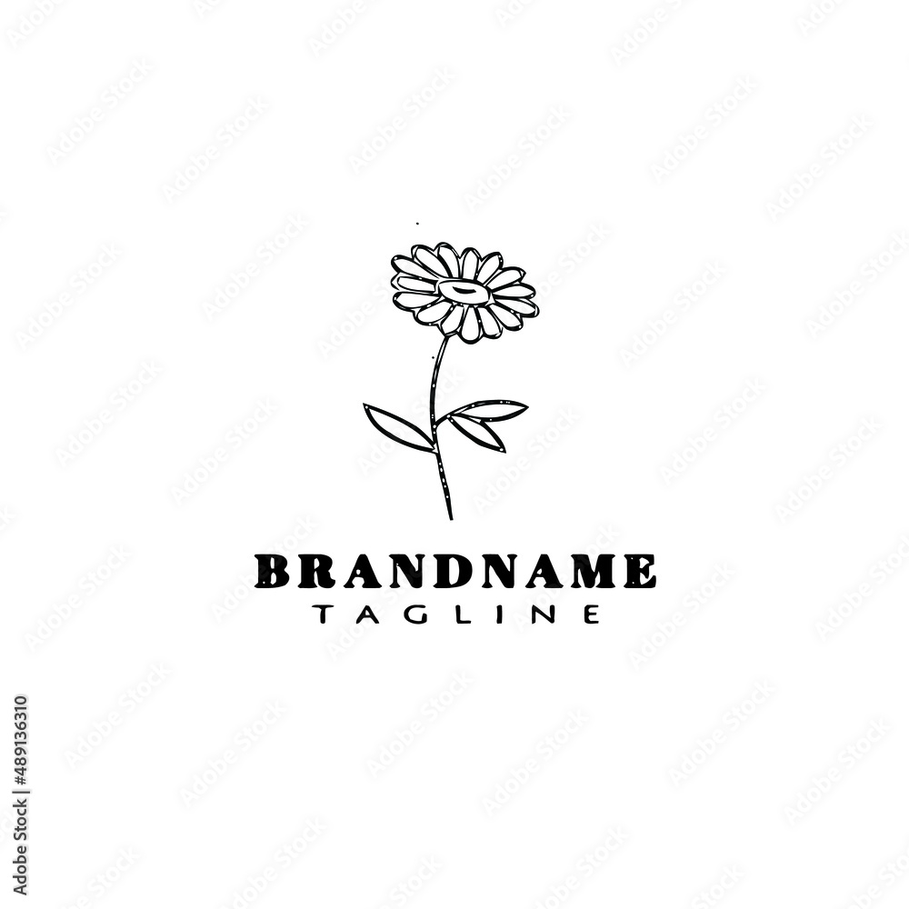 flower logo cartoon icon design template black isolated vector illustration