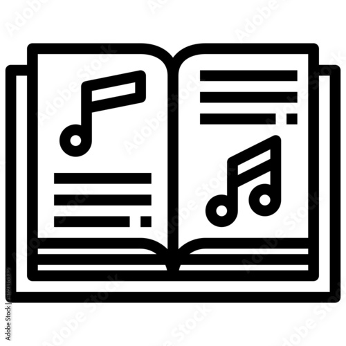 SONG BOOK line icon,linear,outline,graphic,illustration