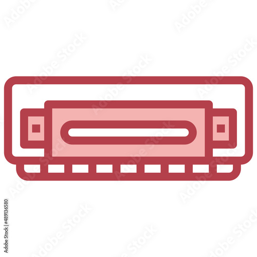 HARMONICA red line icon,linear,outline,graphic,illustration
