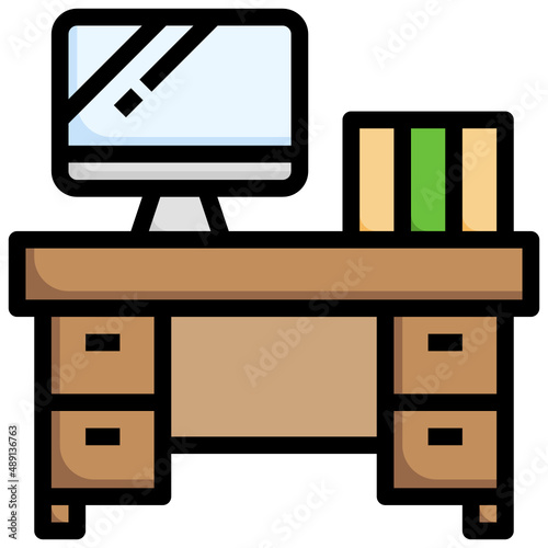 DESK filled outline icon,linear,outline,graphic,illustration
