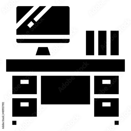 DESK glyph icon,linear,outline,graphic,illustration