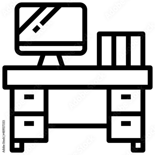 DESK line icon,linear,outline,graphic,illustration
