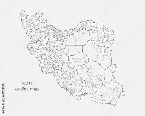 Vector map country Iran divided on regions
