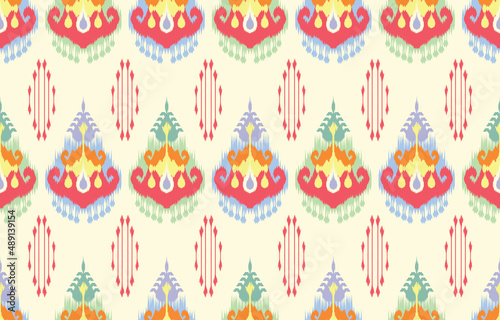 Uzbek ikat pattern, Beautiful ethnic art. Seamless pattern in tribal, folk embroidery in central Asia style. Aztec geometric art ornament print.Design for carpet, wallpaper, clothing, wrapping, fabric