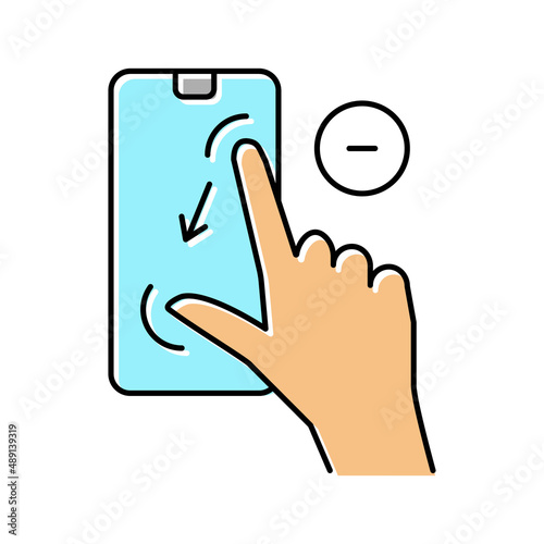 zoom out gesture phone screen color icon vector illustration