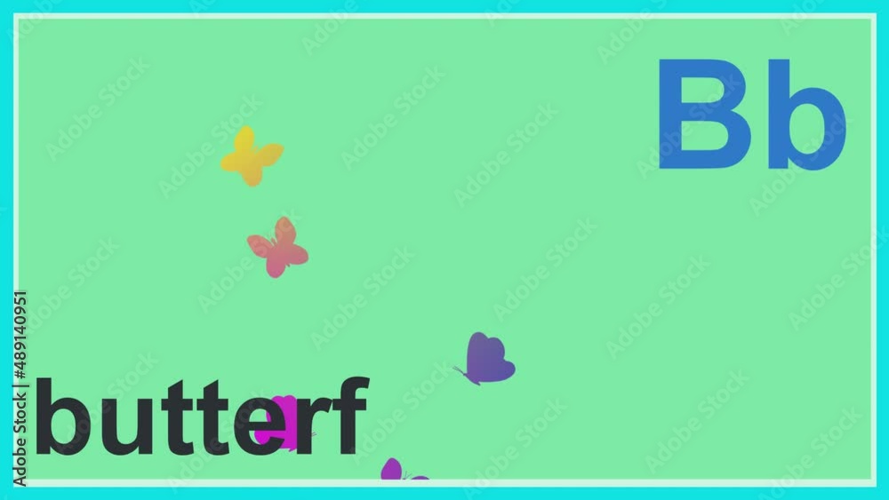 English alphabet. Alphabet animation with letters and pictures for kids. Cartoon