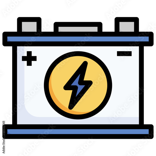 BATTERY filled outline icon,linear,outline,graphic,illustration