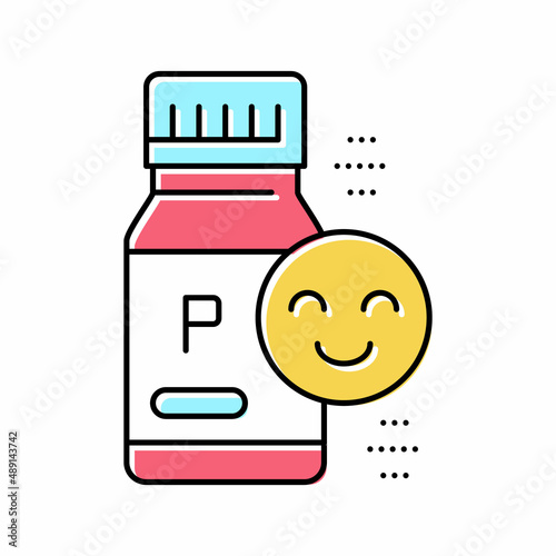 bottle with healthcare probiotics color icon vector illustration