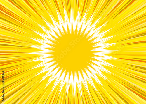 輝く光のエフェクト　漫画のグラフィック素材　放射線集中線　ベタフラッシュ　ウニフラッシュ　背景