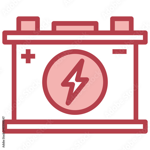 BATTERY red line icon,linear,outline,graphic,illustration