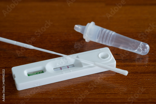 covid-19 positive test result with antigen rapid test kit (ATK), The test showed a positive result