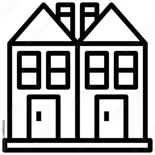 SEMI DETACHED line icon,linear,outline,graphic,illustration