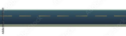 Good asphalt road. Side view. Quality modern empty highway. Suburban intercity pathway. Isolated on white background. Vector