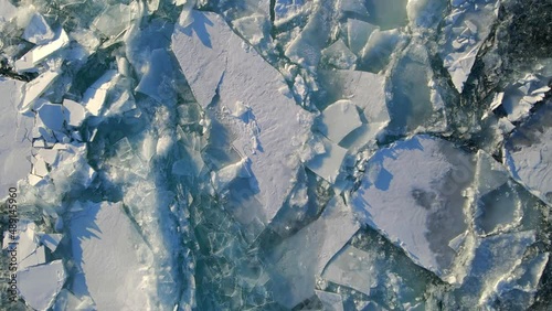 Top down view ice formations floatin in Lake Superior, Minnesota photo