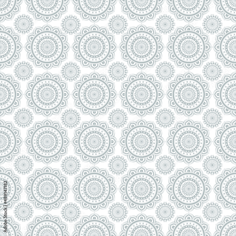 Mandala geometric pattern. Seamless vector background. Gray and white texture vector in illustration Mandala geometric pattern. Seamless vector background. Gray and white texture vector in illustration