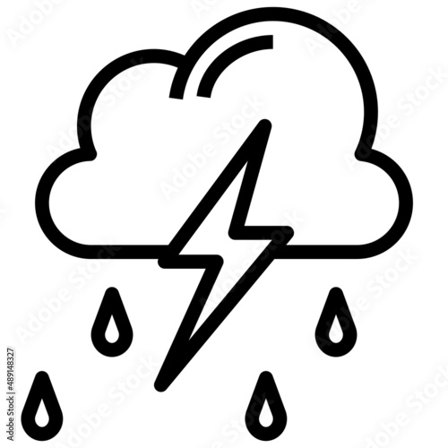 THUNDERSTORM line icon,linear,outline,graphic,illustration