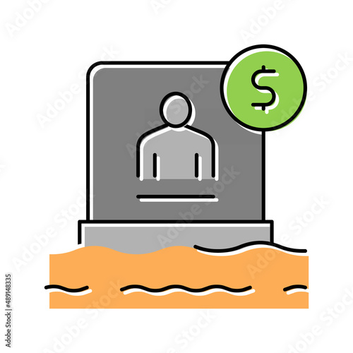 tombstone buy color icon vector isolated illustration