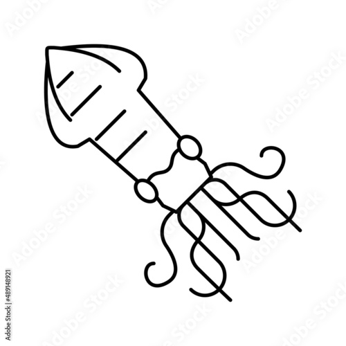 squid seafood line icon vector illustration