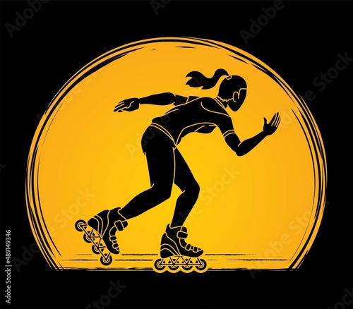 Rollerblade Player Extreme Sport Cartoon Graphic Vector