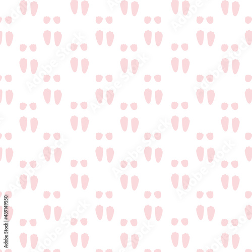 Bunny footstep seamless pattern. Rabbit track footprints vector art