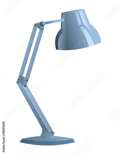 Desktop office floor lamp. Modern minimalist torchere design. For work table. Cartoon style. Object isolated on white background. Vector