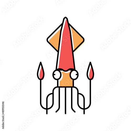 cephalopod squid ocean color icon vector illustration
