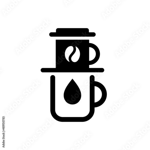 Vietnam drip coffee. Vector black icon isolated on white.