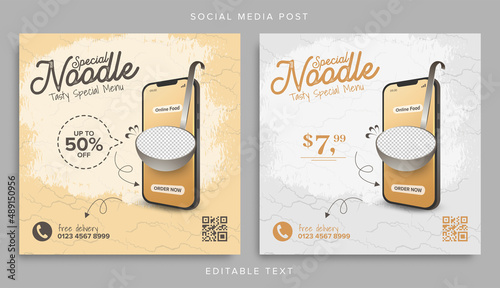 Special noodle online food promotion on social media post banner