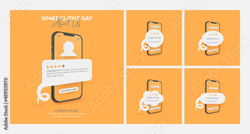 Testimonial design with speech bubble on mobile