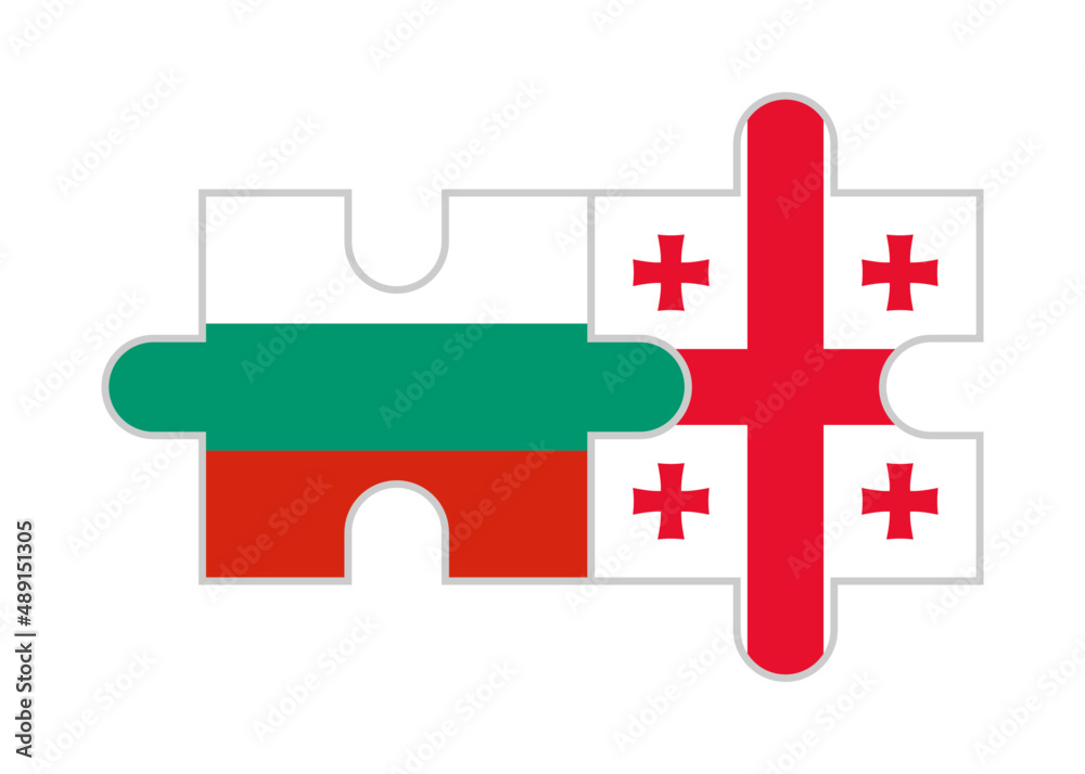 Obraz premium puzzle pieces of georgia and bulgaria flags. vector illustration isolated on white background